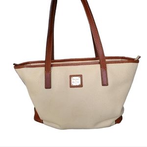 Dooney & Bourke Cream and Brown Leather Tote Bag